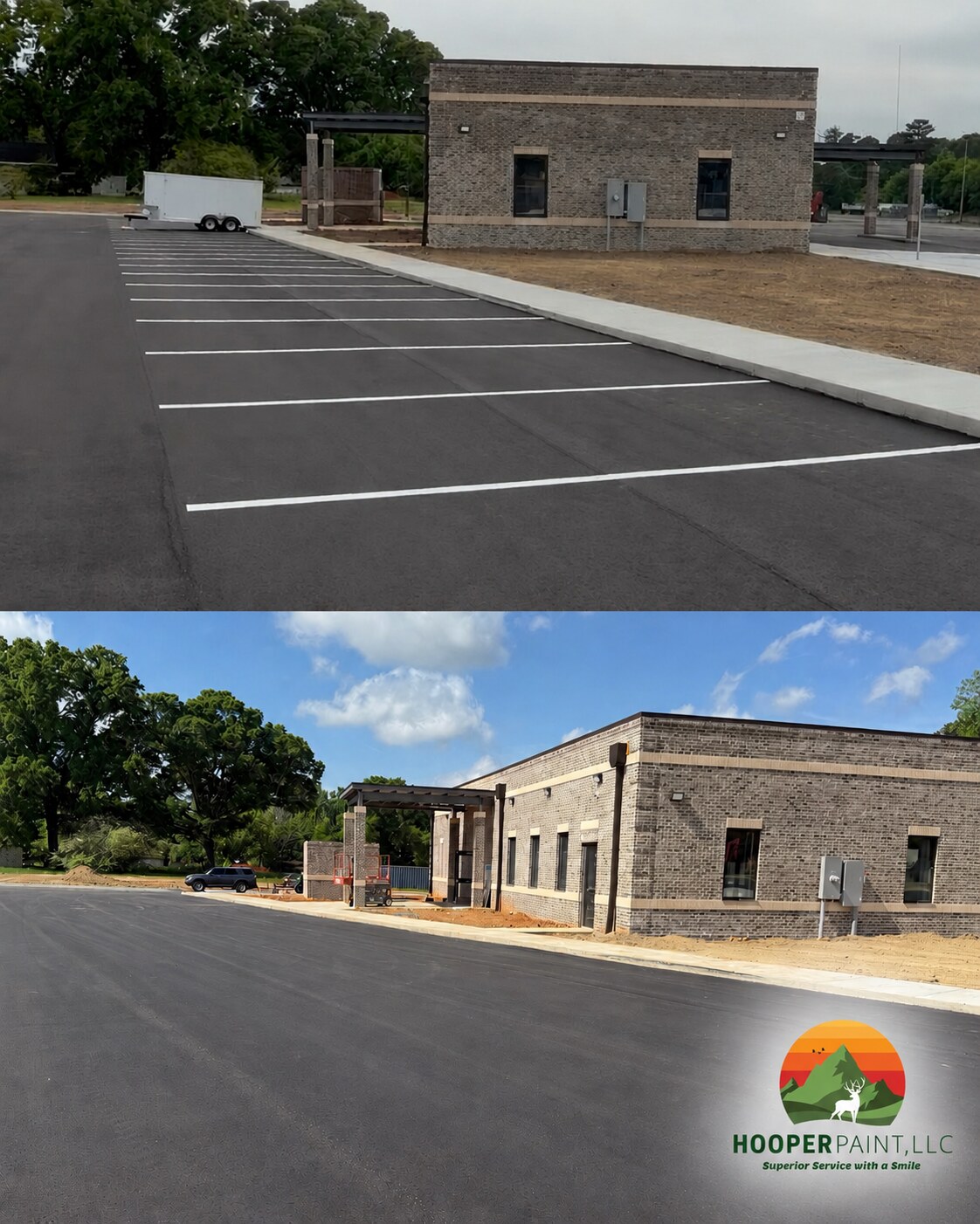 Parking lot before and after