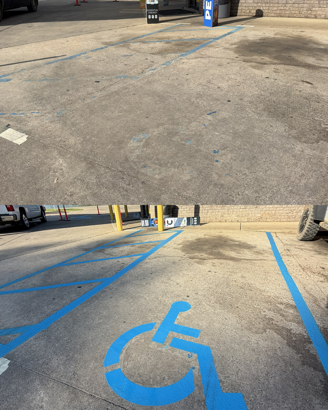 Parking lot before and after