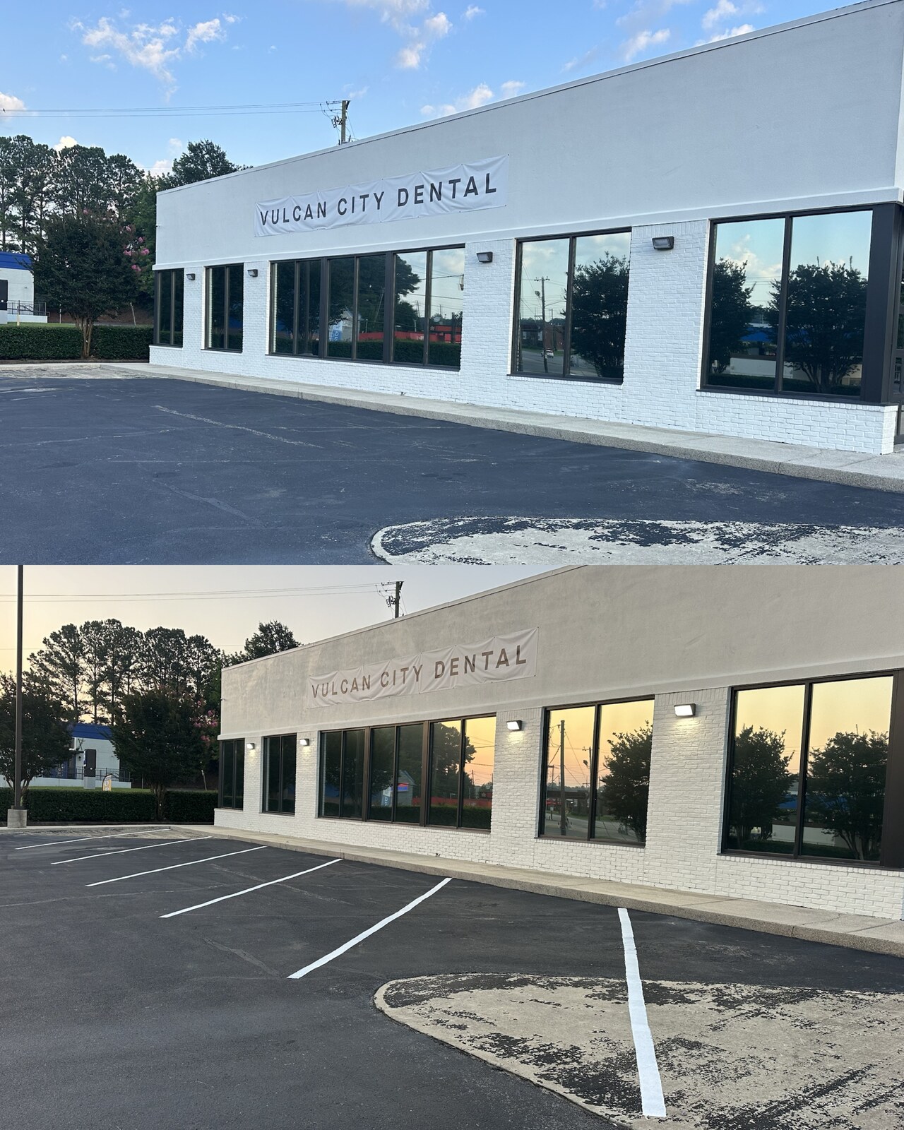 Parking lot before and after