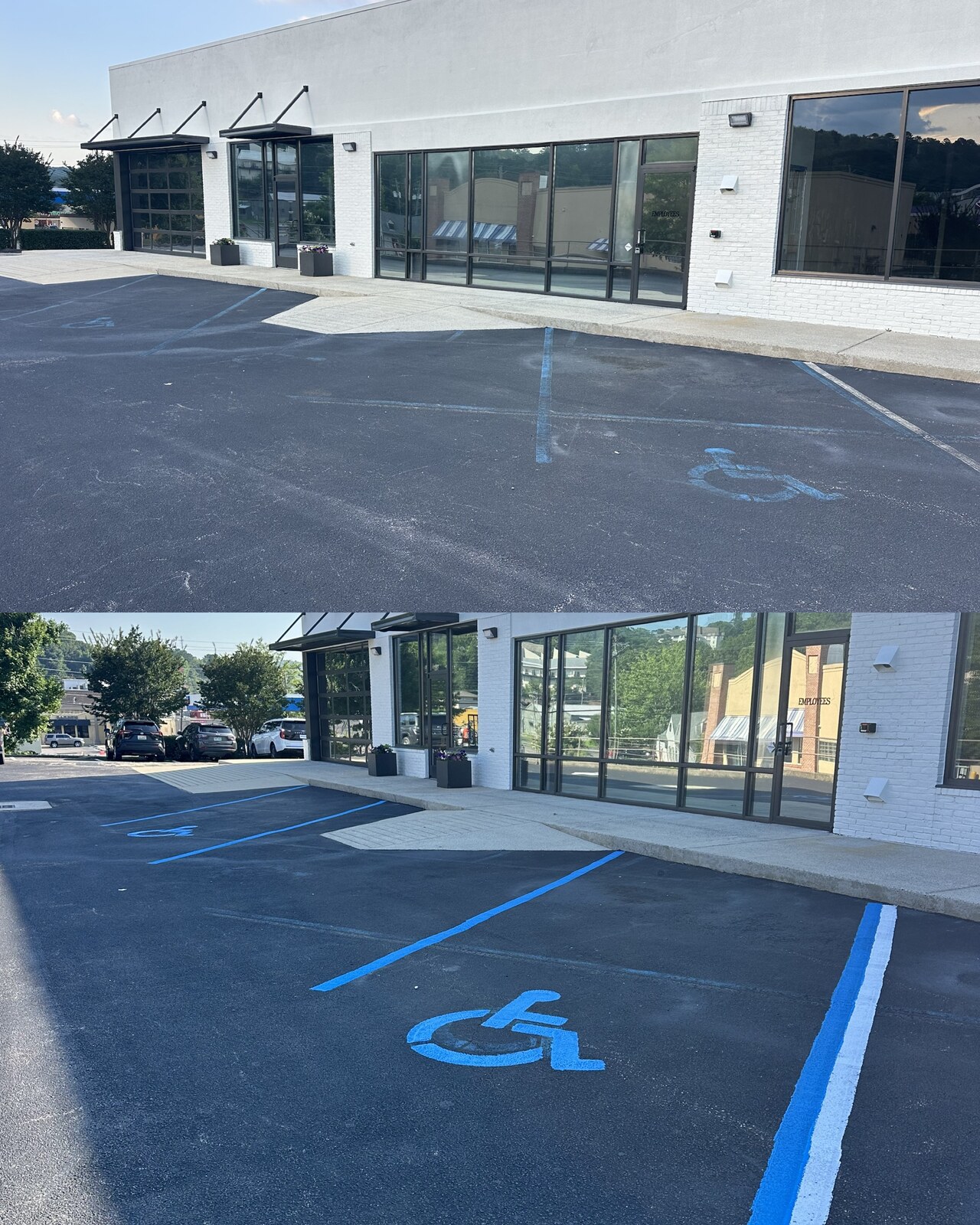 Parking lot before and after