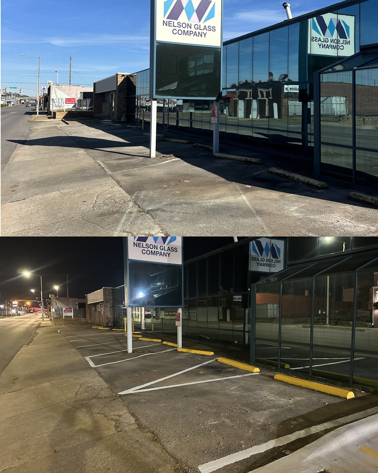 Parking lot before and after