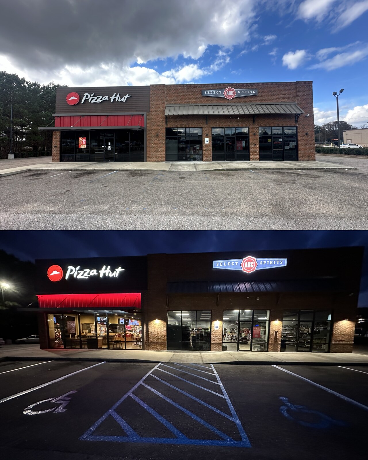 Parking lot before and after