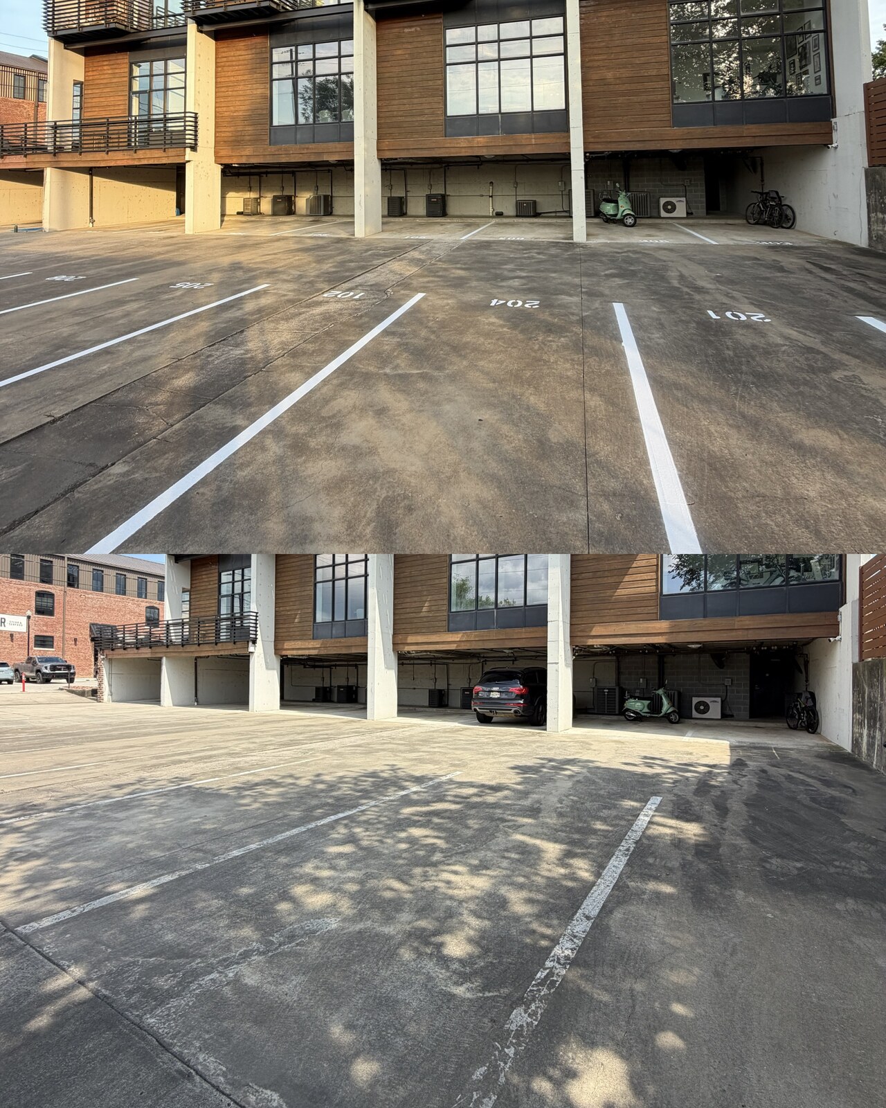 Parking lot before and after