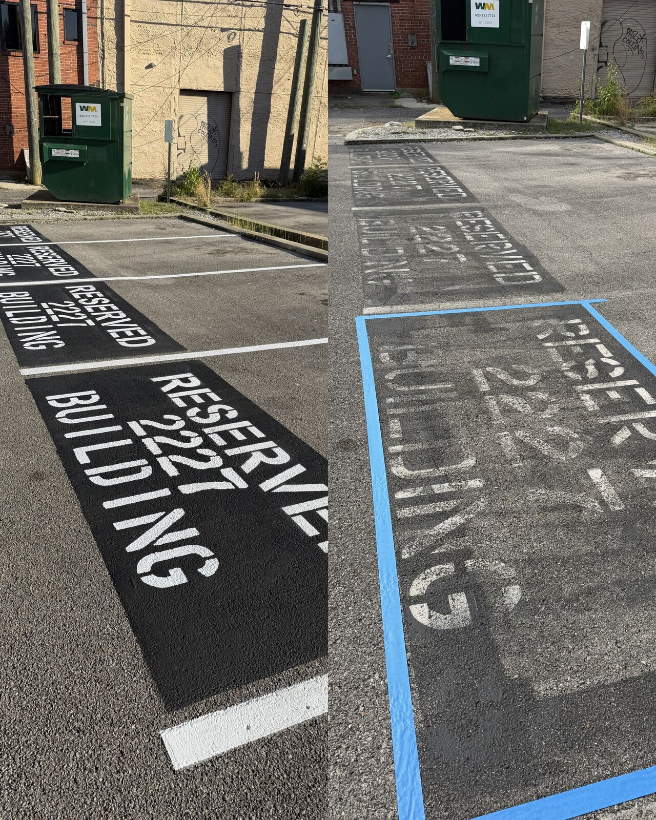 Parking lot before and after