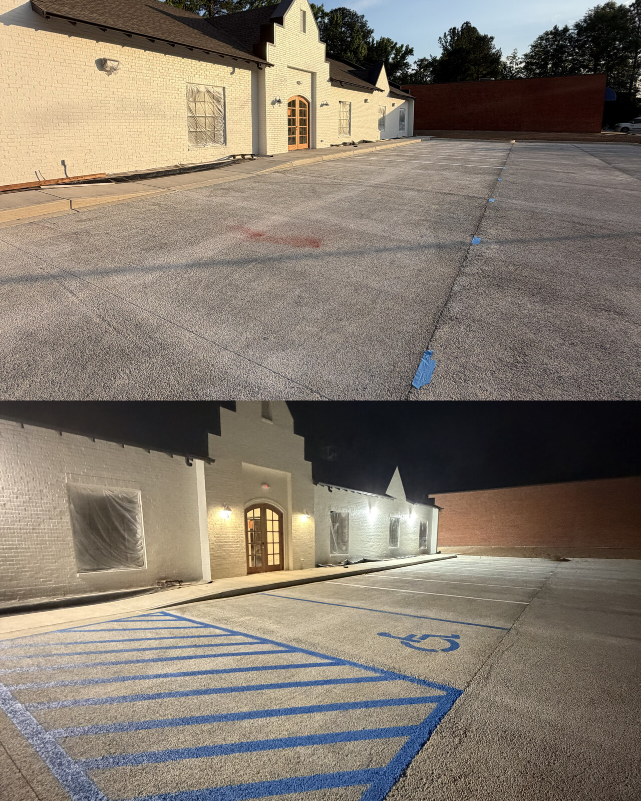Parking lot before and after