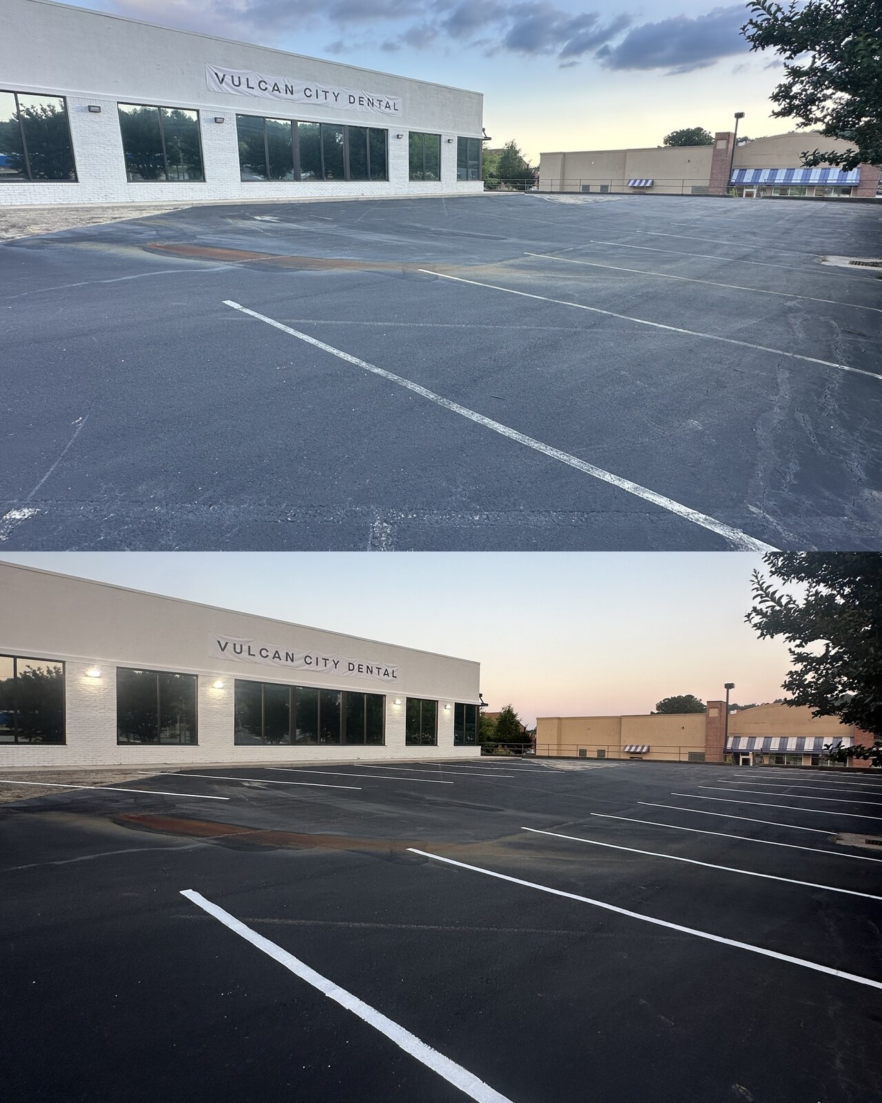 Parking lot before and after